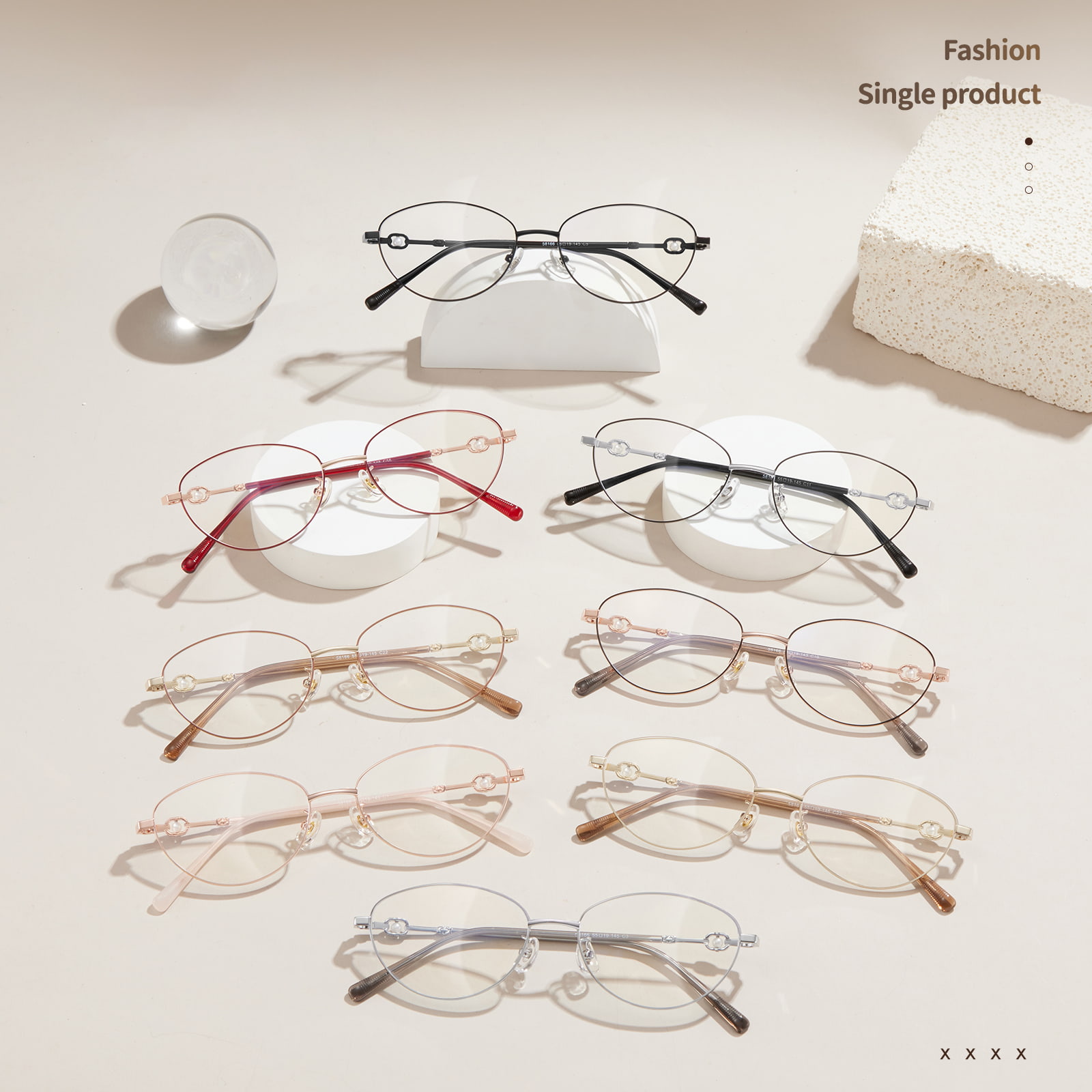 58166 Occhiali in lega Cat's Eye Pearl Pile