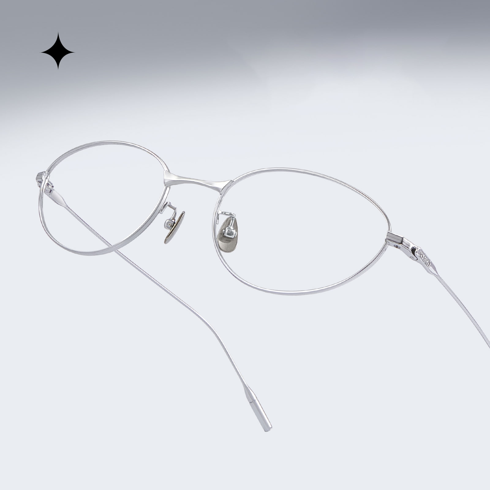 Occhiali ovali Cat-Eye sfumati in puro titanio ricco di colori