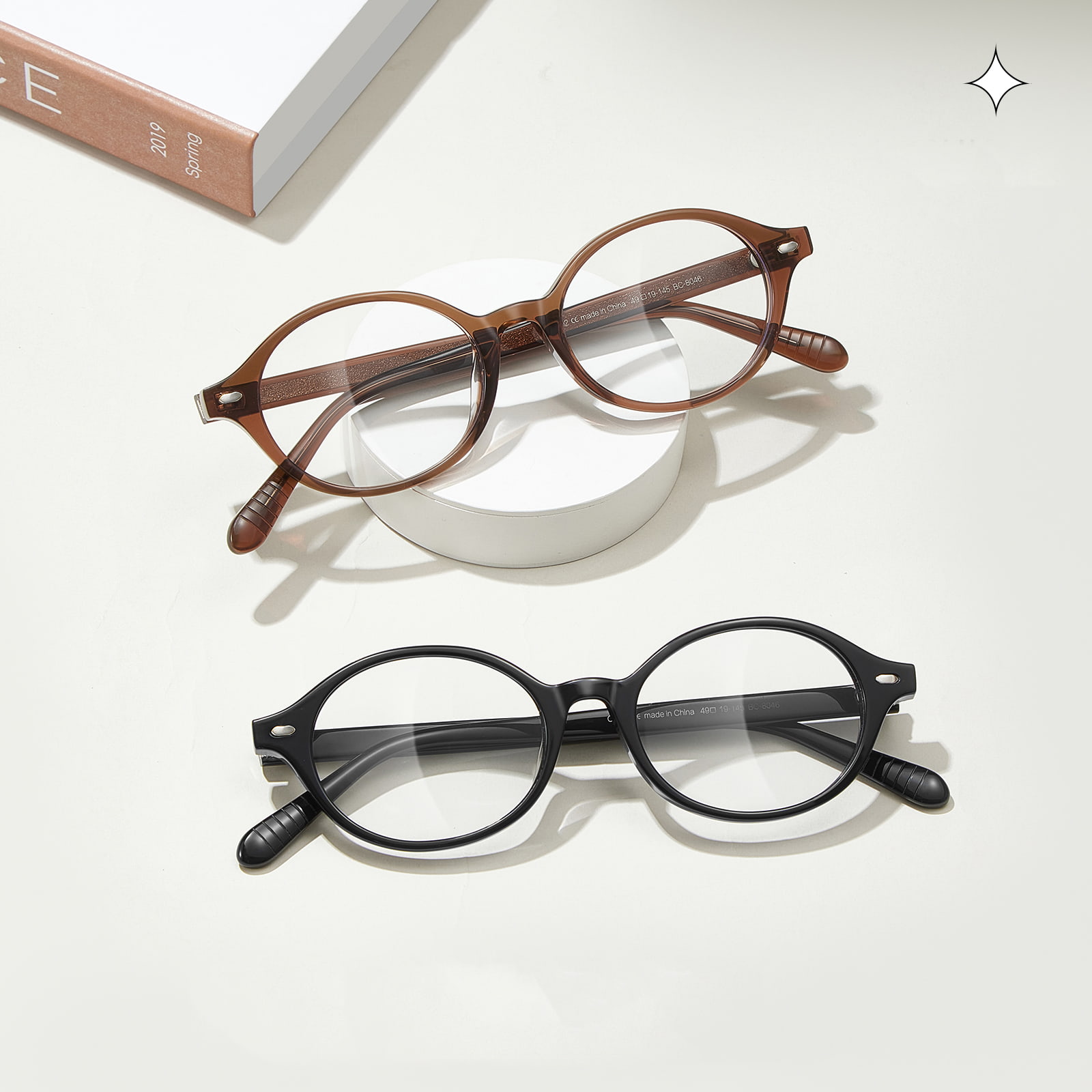 BC8046 Occhiali ovali semplici in acetato anallergico