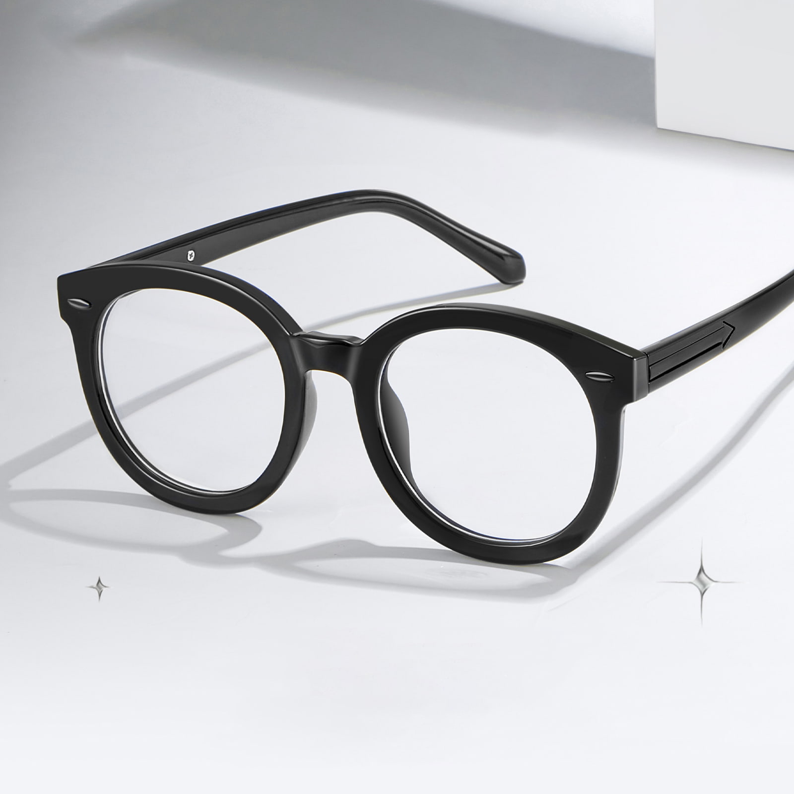 8391 Occhiali da vista anti-luce blu con montatura rotonda grande e aste a freccia