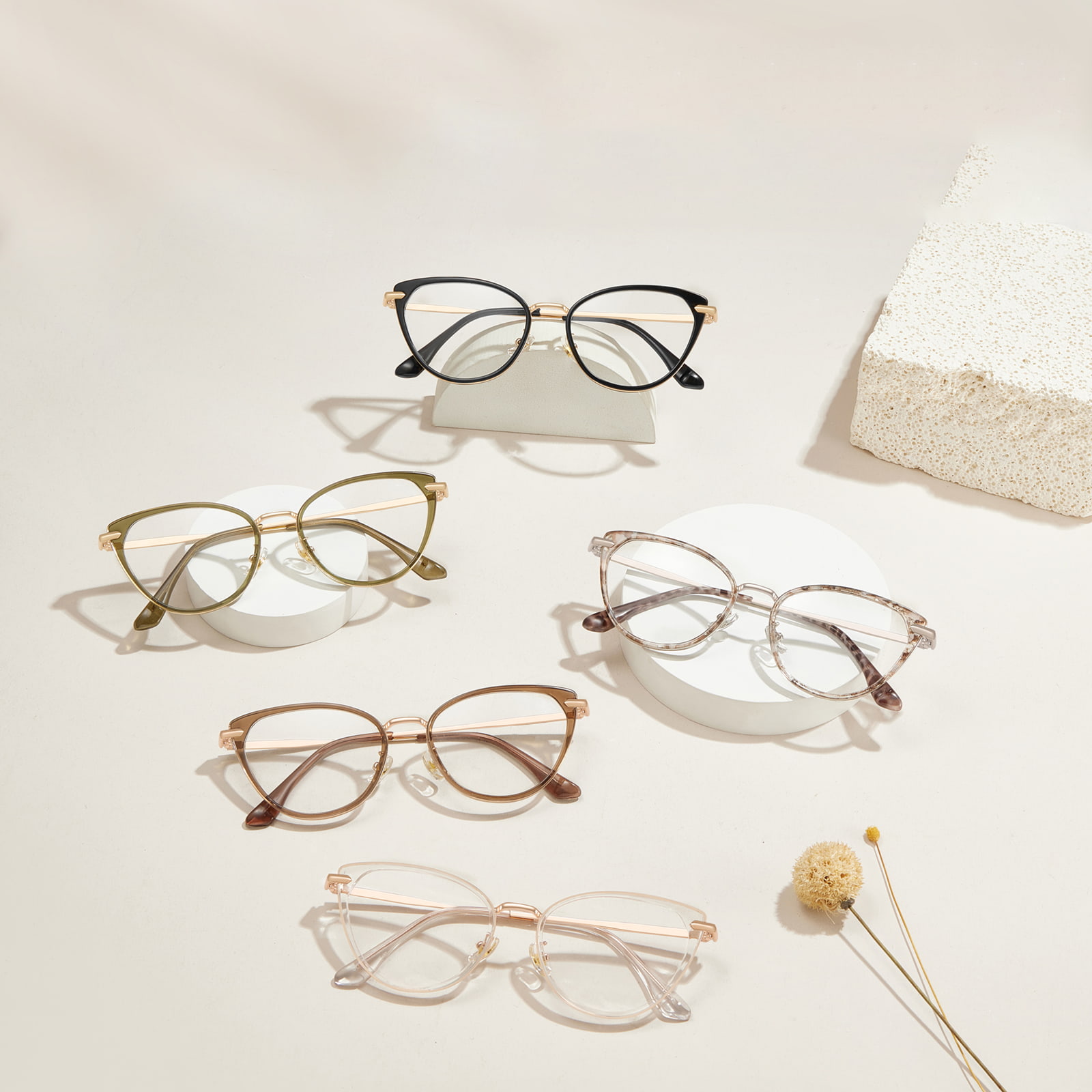 S11916 Occhiali anti-luce blu con montatura in metallo con colla dorata